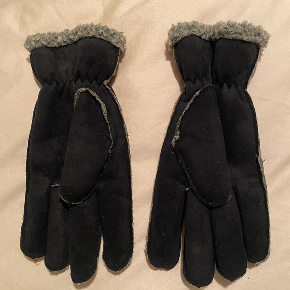 Woolrich Women’s Large Gloves Faux Suede Fleece Lined Black And Gray - Picture 2 of 7